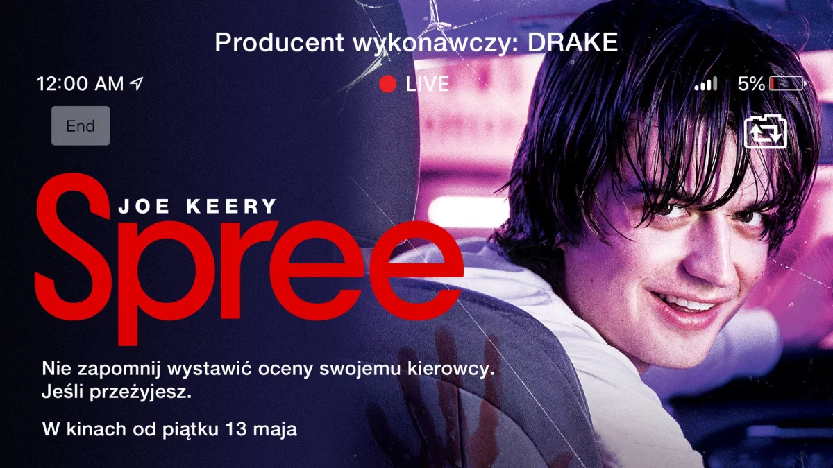 Artystyczny animowany plakat do filmu SPREE! Premiera już dzisiaj!