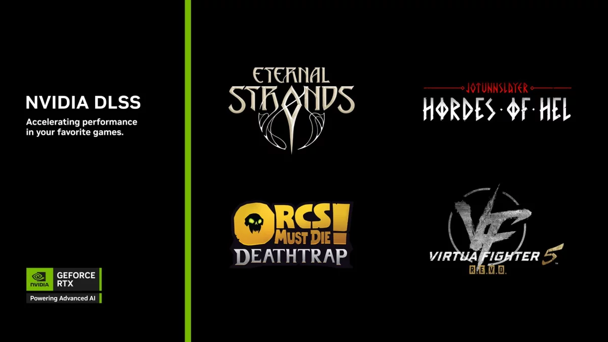 Kolejne gry wspierane przez technikę NVIDIA DLSS, w tym Eternal Strands, Jotunnslayer: Hordes of Hel i Orcs Must Die! Deathtrap