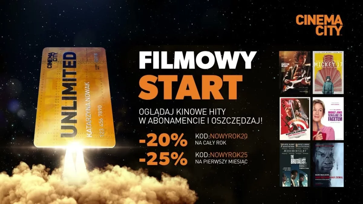 Obejrzyj największe hity 2025 roku w Cinema City z kartą Unlimited taniej!