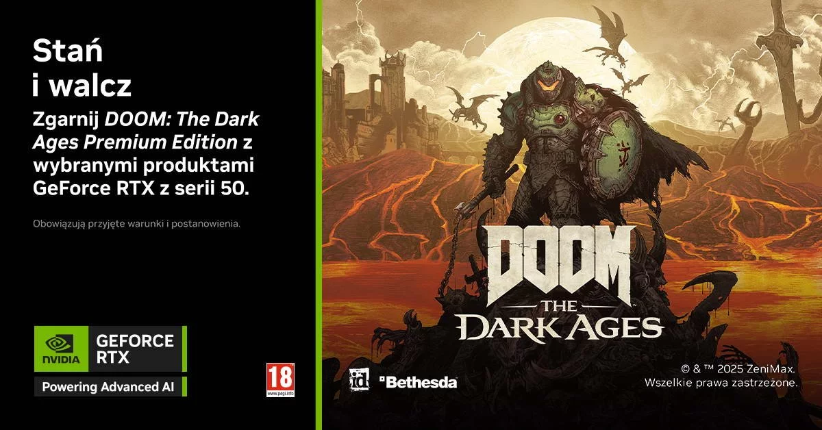 Oto nowy sterownik Game Ready dla kart graficznych GeForce, zoptymaliowany dla DOOM: The Dark Ages