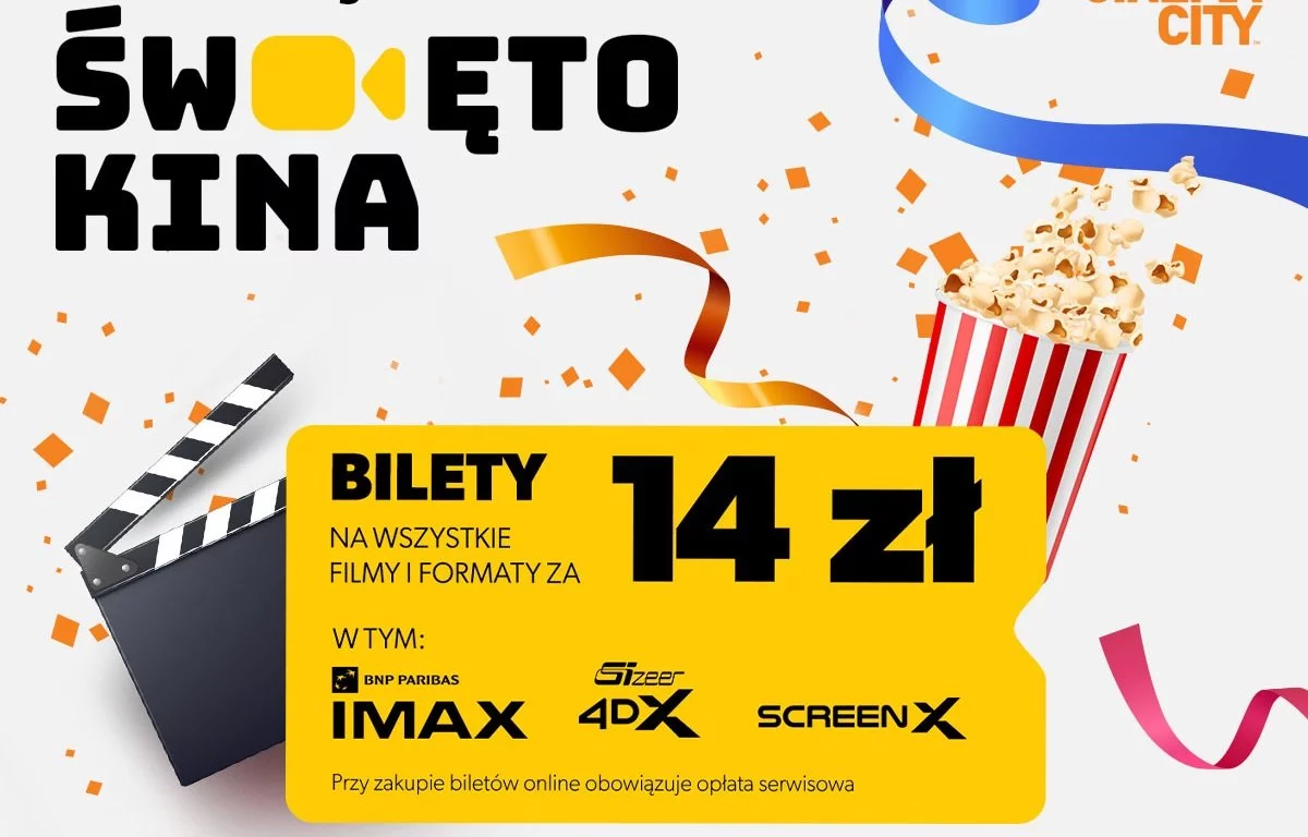 Święto Kina w Cinema City. Bilety na wszystkie seanse - również te w formatach IMAX, 4DX oraz ScreenX - za 14 złotych