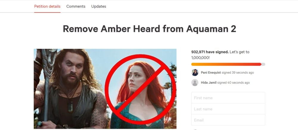 Petycja o usunięcie Amber Heard z roli Mary w filmie Aquaman 2