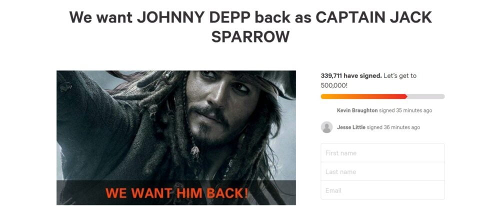 Petycja o przywrócenie Johnny'ego Deppa do roli Jacka Sparrowa