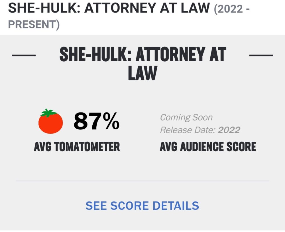 Mecenas She-Hulk z świetnym wynikiem na Rotten Tomatoes!